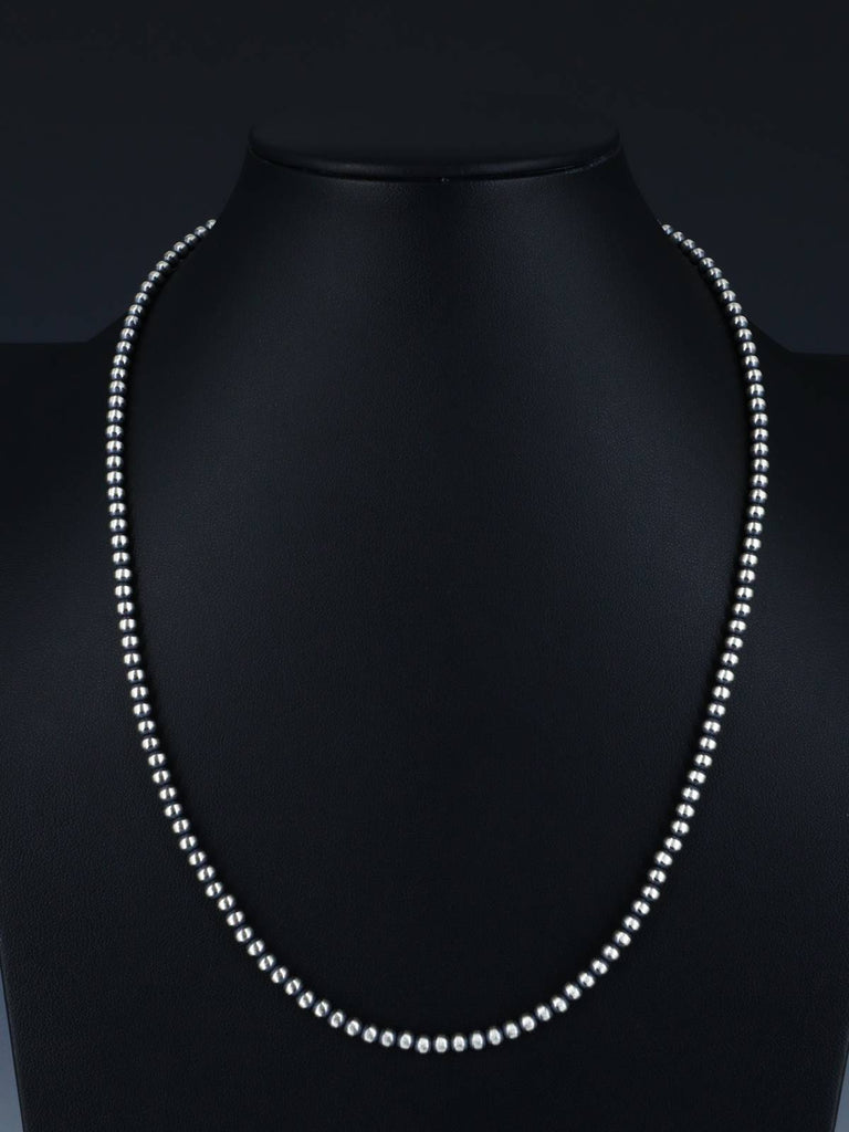 4mm Sterling Silver Beaded Necklace, Multiple Lengths - PuebloDirect.com