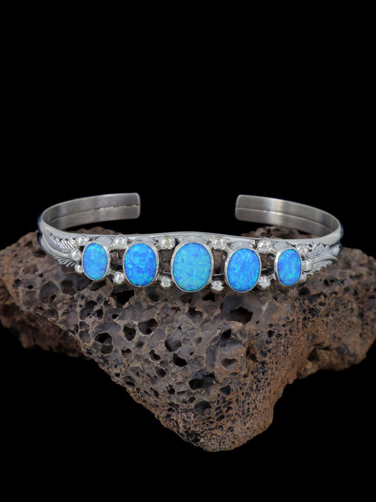 Native American Jewelry Sterling Silver Fiery Opal Cuff Bracelet - PuebloDirect.com