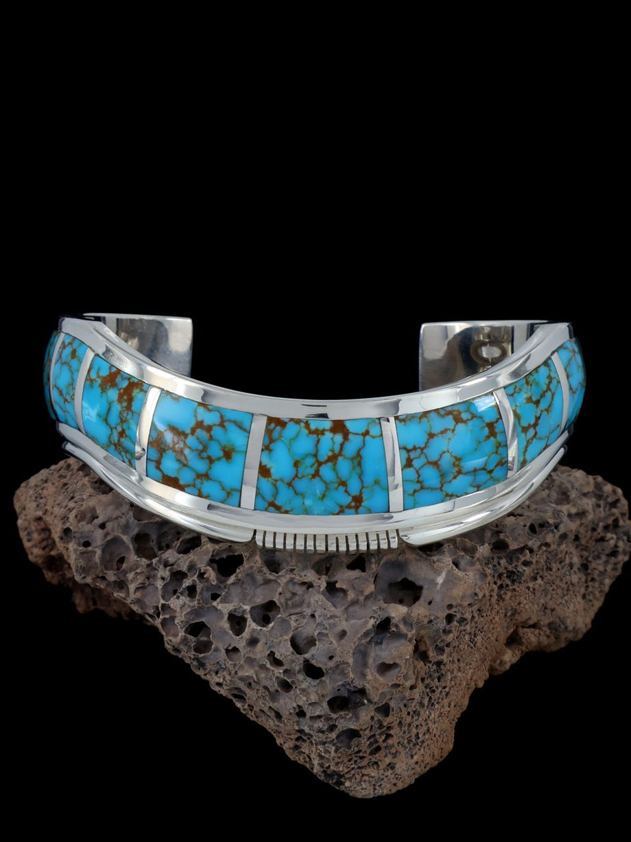 925 Silver Bracelet Cuff offers with Turquoise inlay.