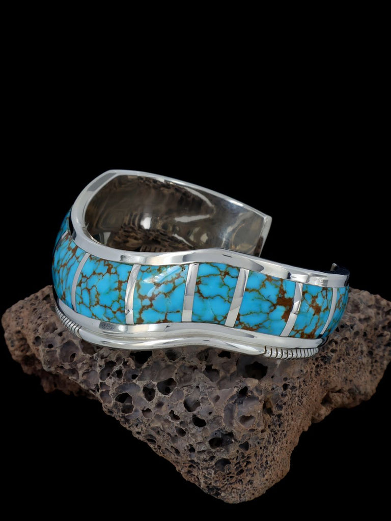 Native American Natural Turquoise Inlay Cuff Bracelet - PuebloDirect.com