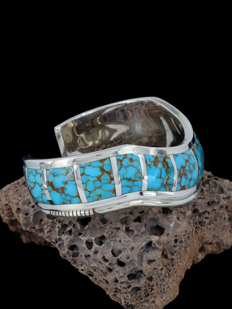 Native American Natural Turquoise Inlay Cuff Bracelet - PuebloDirect.com