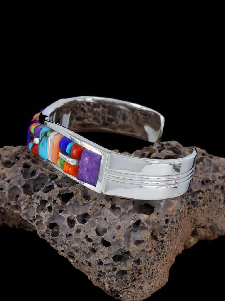 Native American Jewelry Cobblestone Inlay Cuff Bracelet - PuebloDirect.com