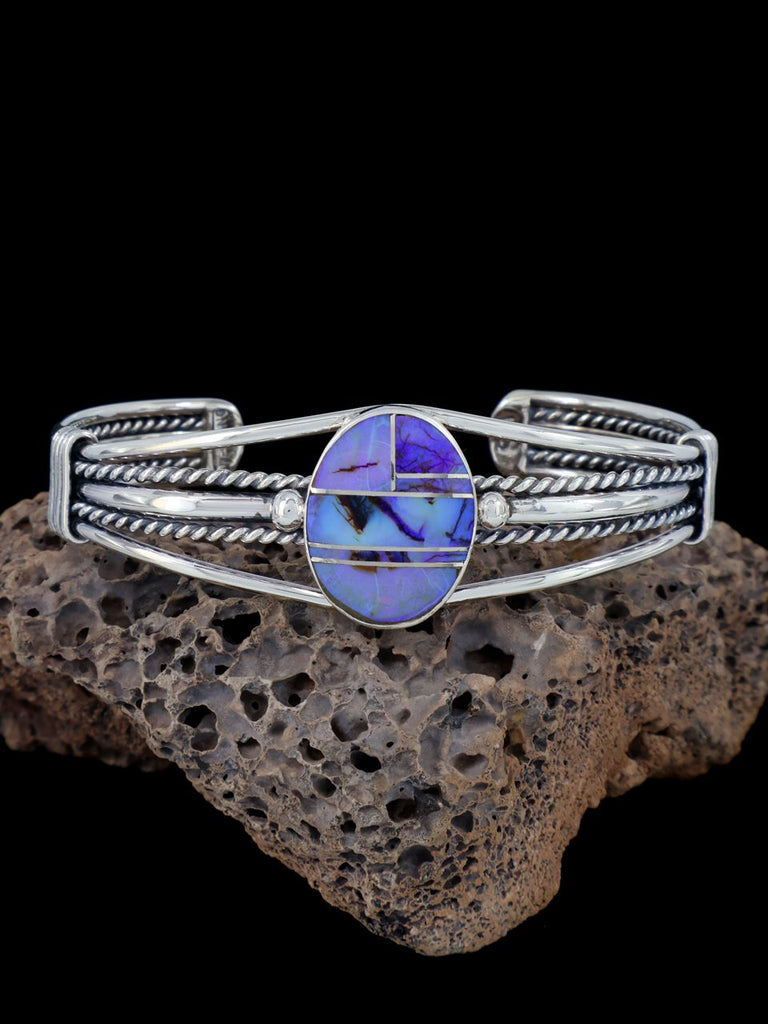 Navajo Sterling Silver Spiderweb Opal Cuff Bracelet - PuebloDirect.com