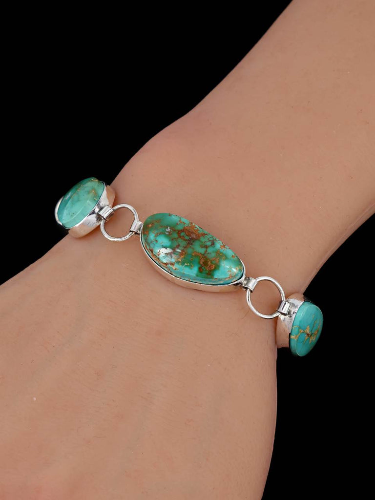 Native American Sterling Silver Royston Turquoise Link Bracelet - PuebloDirect.com