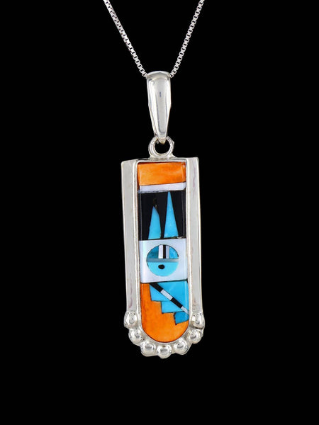 Native American buy Navajo Silver Inlaid Pendant