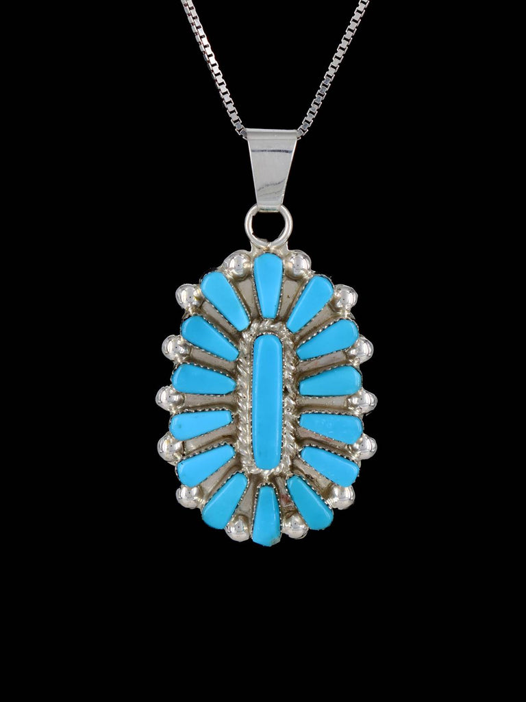 Turquoise Sterling Silver Zuni Pendant - PuebloDirect.com