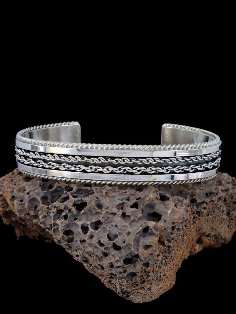Navajo Sterling Silver Twisted Rope Cuff Bracelet - PuebloDirect.com