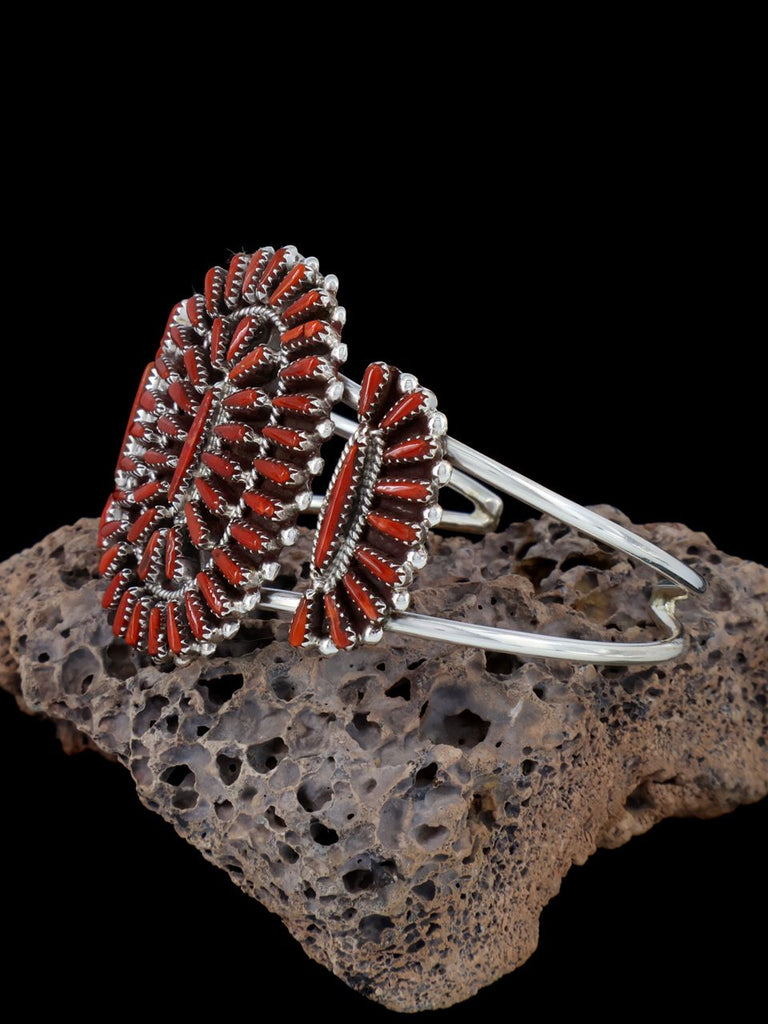 Native American Zuni Coral Needlepoint Bracelet - PuebloDirect.com