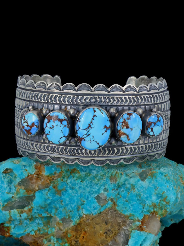 Native American Sterling Silver Golden Hill Turquoise Bracelet - PuebloDirect.com