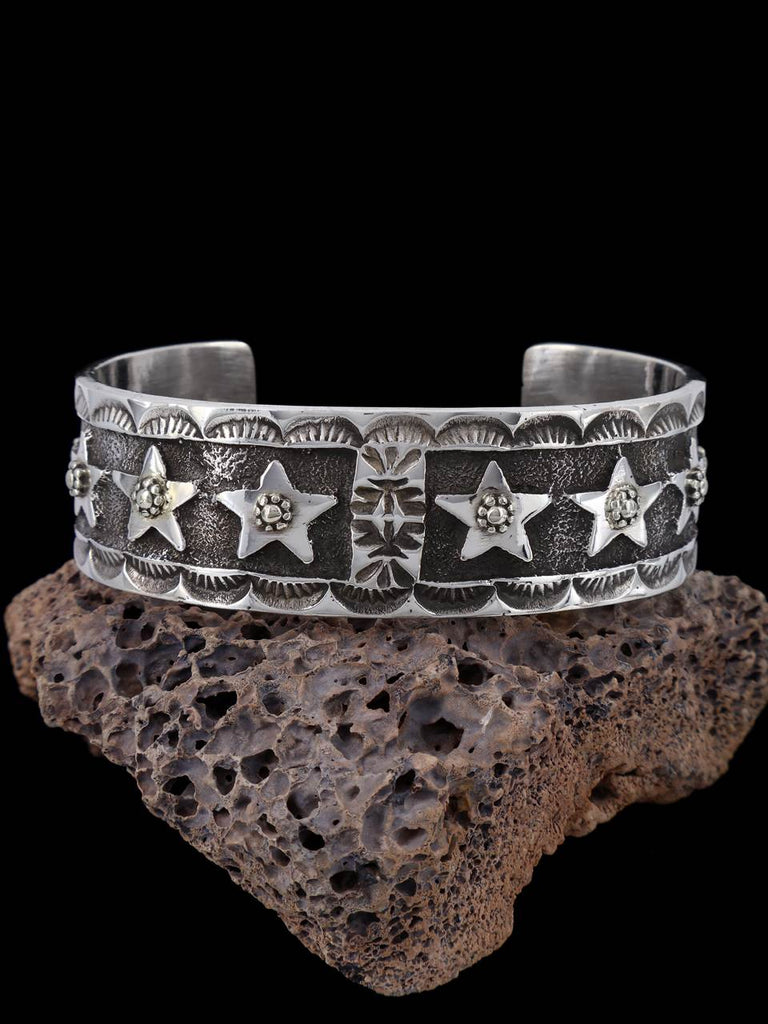 Navajo Sterling Silver Star Cuff Bracelet - PuebloDirect.com