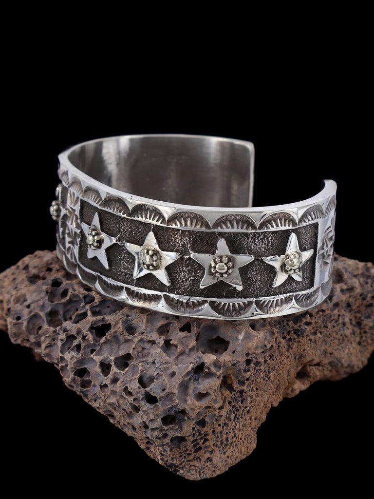 Navajo Sterling Silver Star Cuff Bracelet - PuebloDirect.com