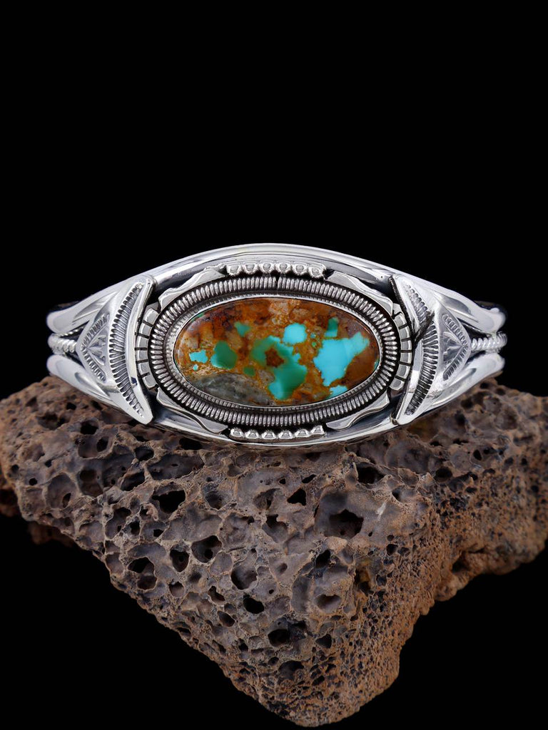 Native American Natural Royston Turquoise Sterling Silver Cuff Bracelet - PuebloDirect.com