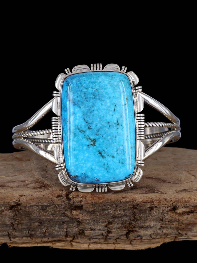 Navajo Kingman Turquoise Sterling Silver Cuff Bracelet - PuebloDirect.com