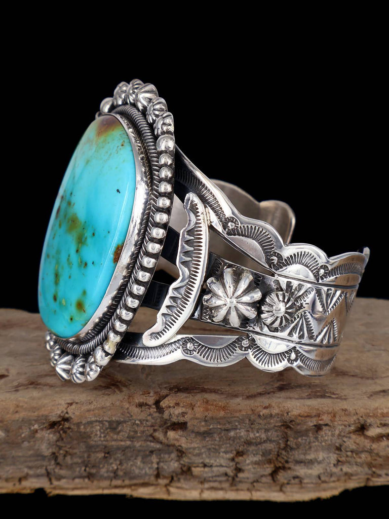 Native American Kingman Turquoise Sterling Silver Cuff Bracelet - PuebloDirect.com