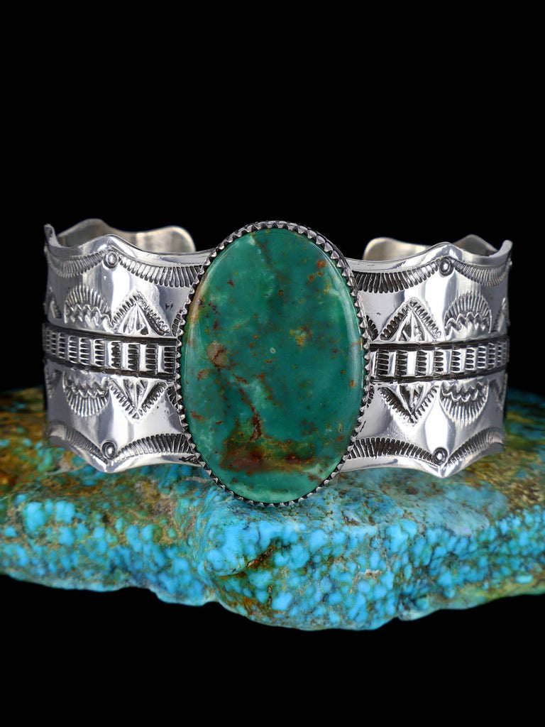 Native American Royston Turquoise Sterling Silver Cuff Bracelet - PuebloDirect.com