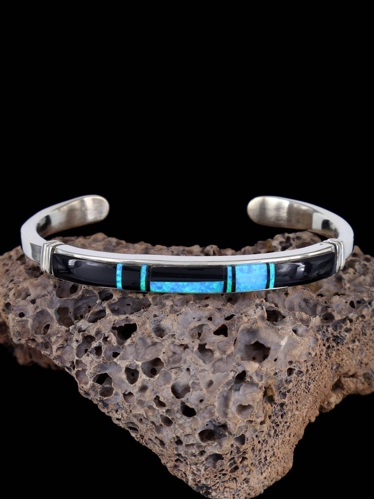 Native American Onyx and Opalite Inlay Bracelet - PuebloDirect.com