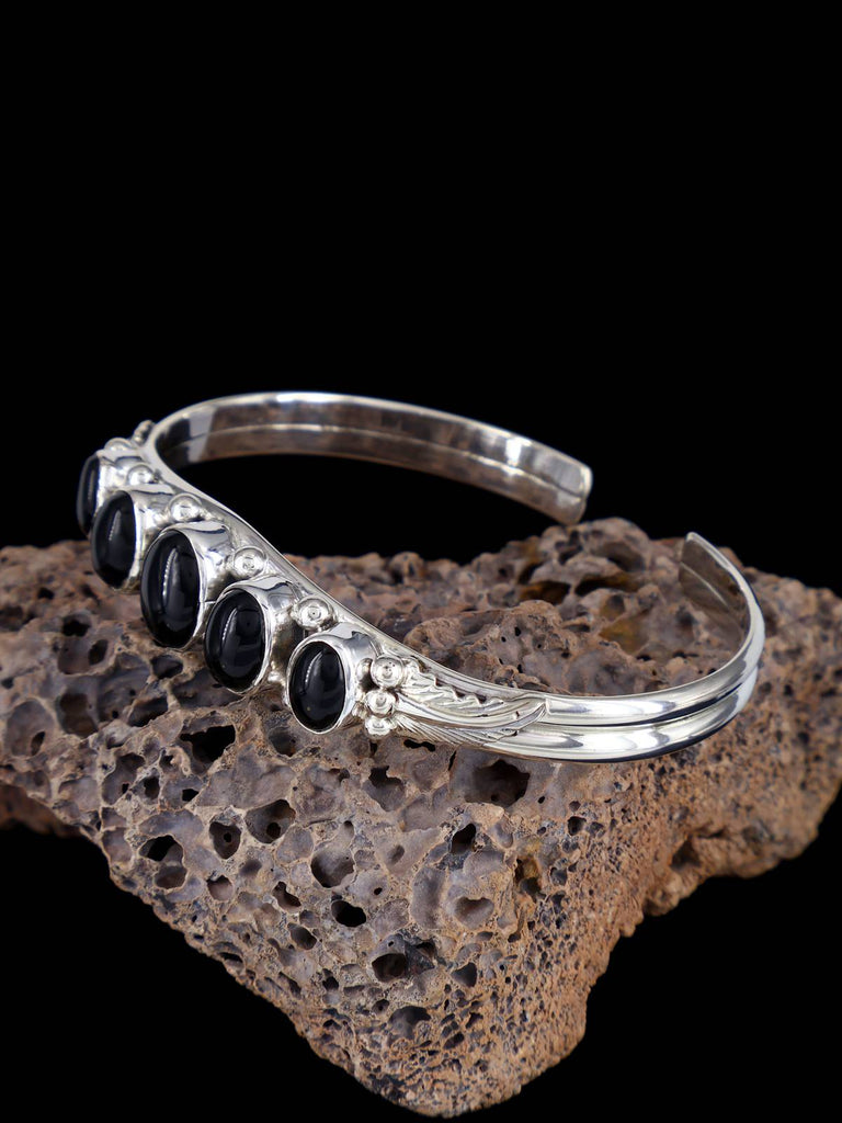 Native American Jewelry Sterling Silver Onyx Cuff Bracelet - PuebloDirect.com