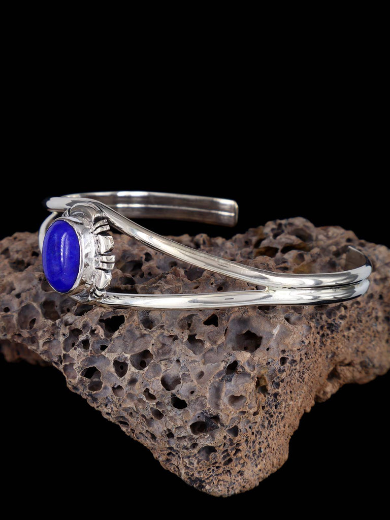 Navajo Sterling Silver and Lapis Cuff Bracelet - PuebloDirect.com