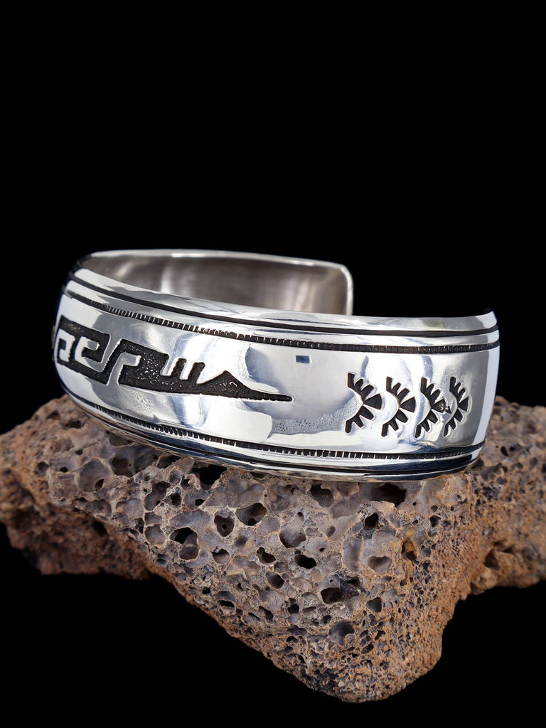 Native American Sterling Silver Overlay Cuff Bracelet - PuebloDirect.com