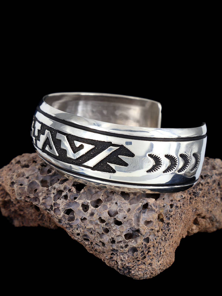 Native American Sterling Silver Overlay Cuff Bracelet - PuebloDirect.com