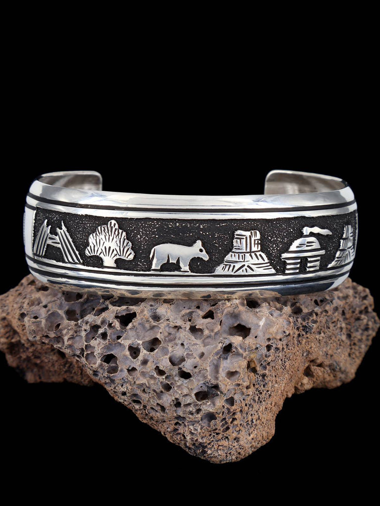 Native American Sterling Silver Overlay Cuff Bracelet - PuebloDirect.com