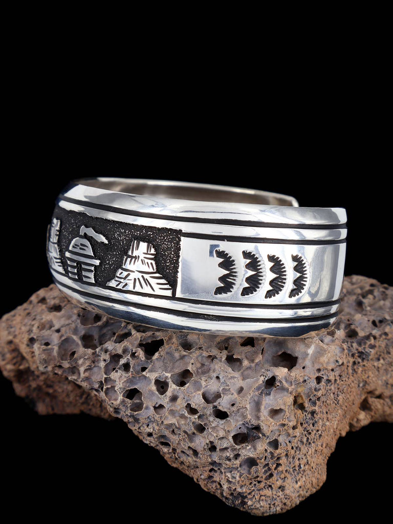 Native American Sterling Silver Overlay Cuff Bracelet - PuebloDirect.com