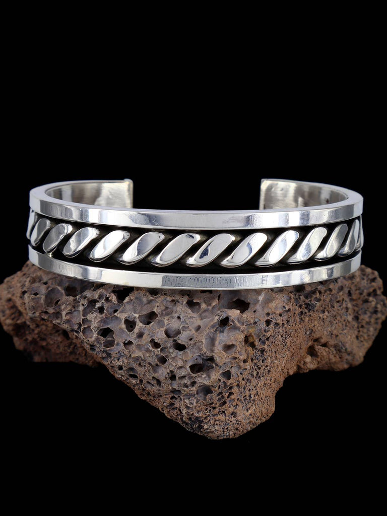 Heavy Native American Sterling Silver Twisted Rope Cuff Bracelet - PuebloDirect.com