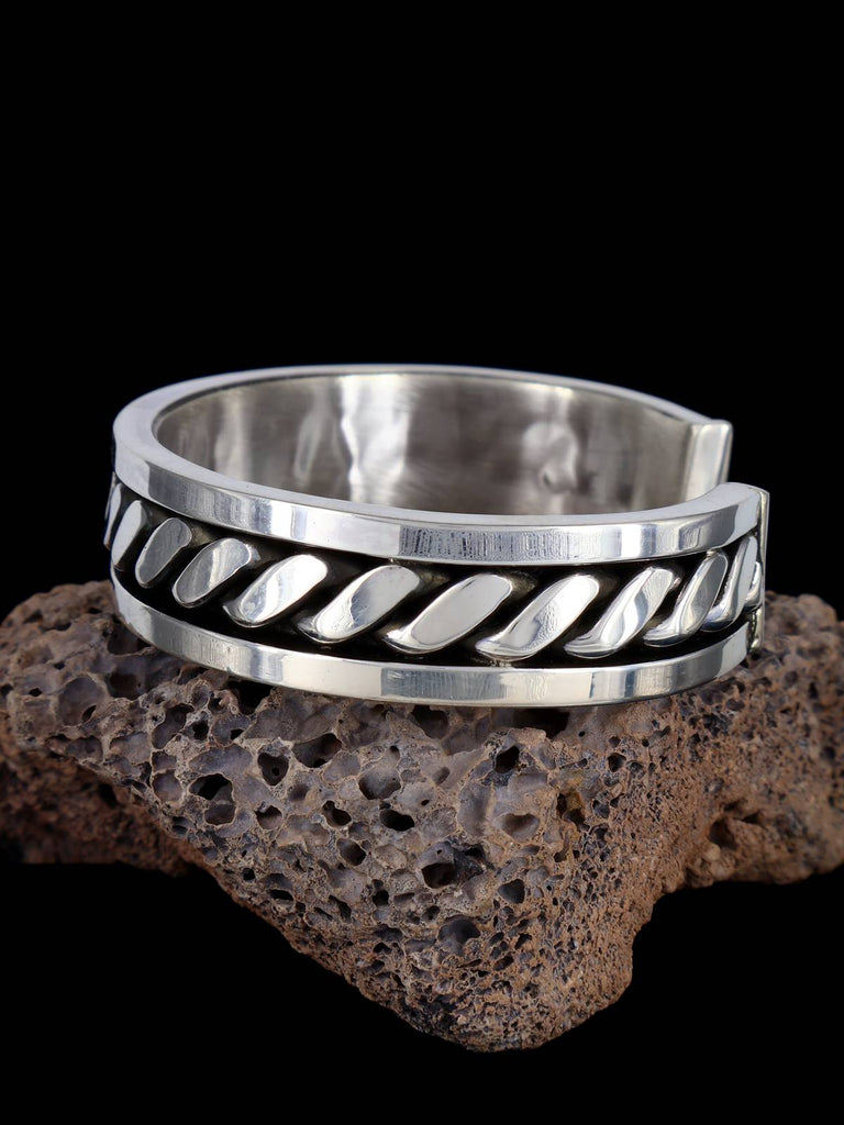 Heavy Native American Sterling Silver Twisted Rope Cuff Bracelet - PuebloDirect.com