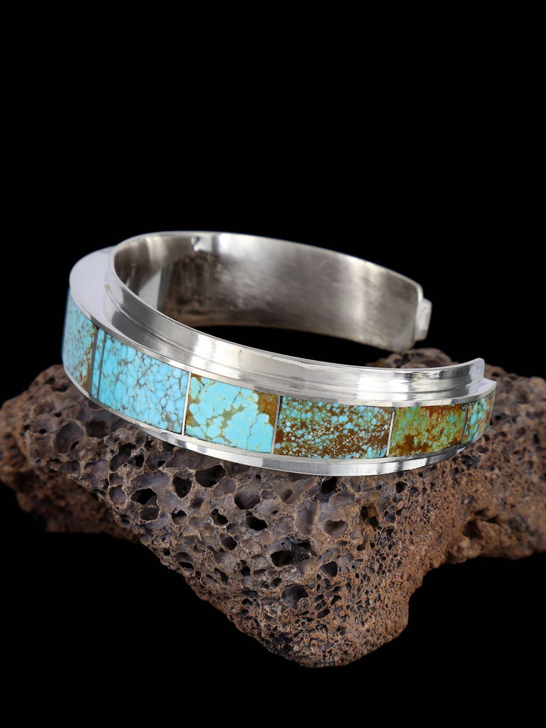 Native American Turquoise Inlay Cuff Bracelet - PuebloDirect.com