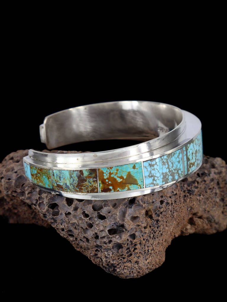 Native American Turquoise Inlay Cuff Bracelet - PuebloDirect.com