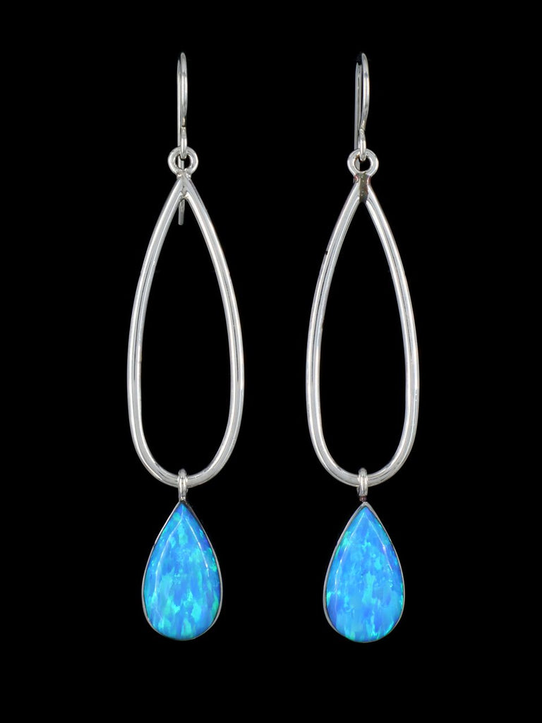 Native American Kyocera Opal Tear Drop Dangle Earrings - PuebloDirect.com