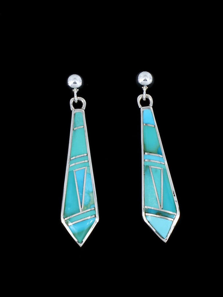 Native American Sterling Silver Turquoise Inlay Earrings - PuebloDirect.com