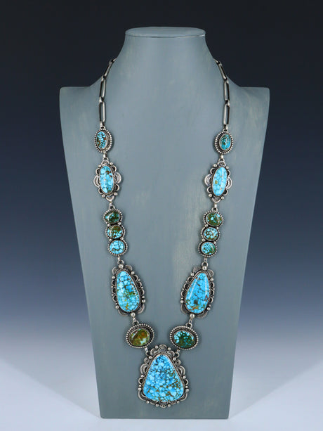 Native American Jewelry Kingman Turquoise Lariat Necklace - PuebloDirect.com