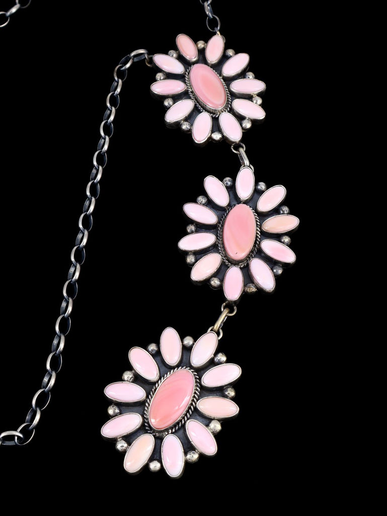 Navajo Jewelry Pink Conch Sterling Silver Lariat Necklace - PuebloDirect.com