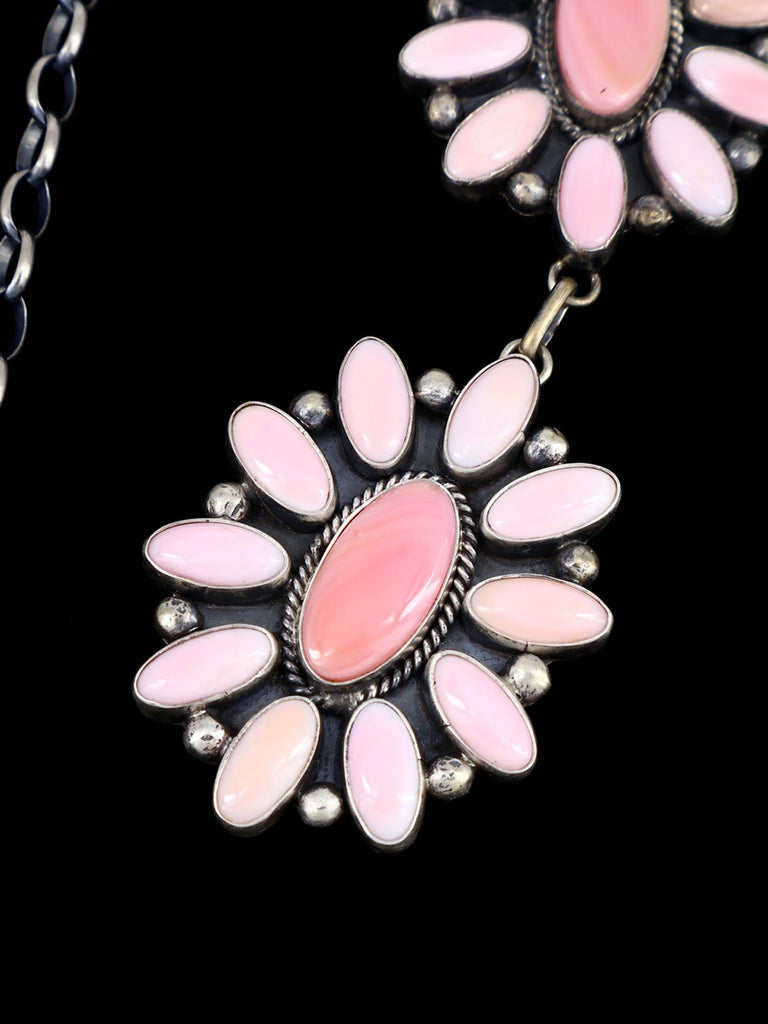 Navajo Jewelry Pink Conch Sterling Silver Lariat Necklace - PuebloDirect.com