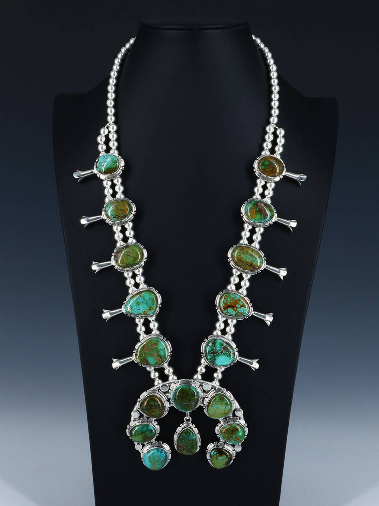 Native American Jewelry Royston Turquoise Squash Blossom Necklace - PuebloDirect.com