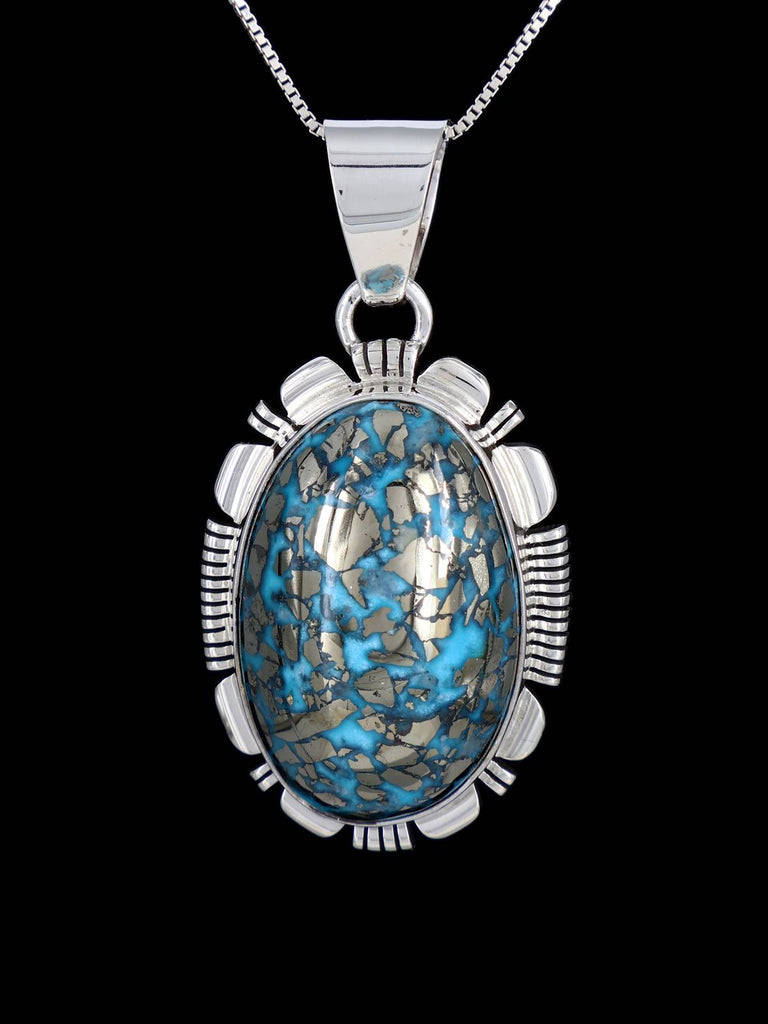 Turquoise Navajo Sterling Silver Pendant - PuebloDirect.com