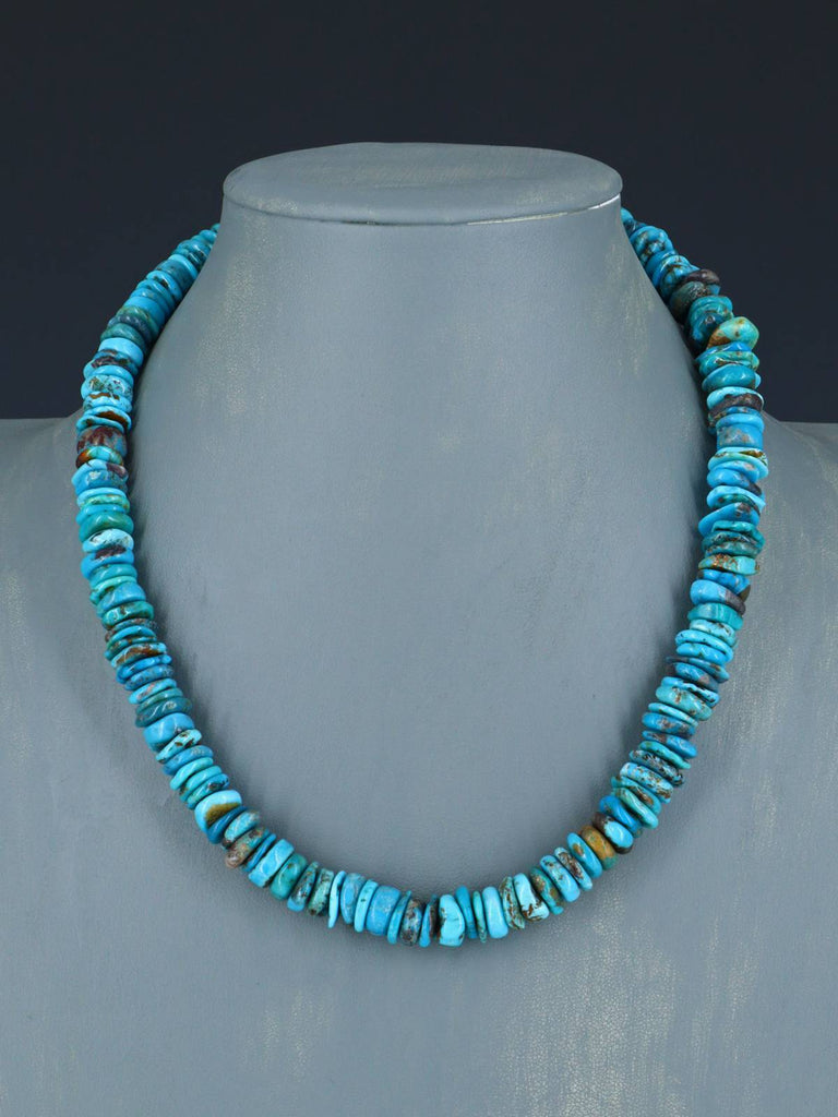 Navajo Single Strand Turquoise Disc Necklace - PuebloDirect.com