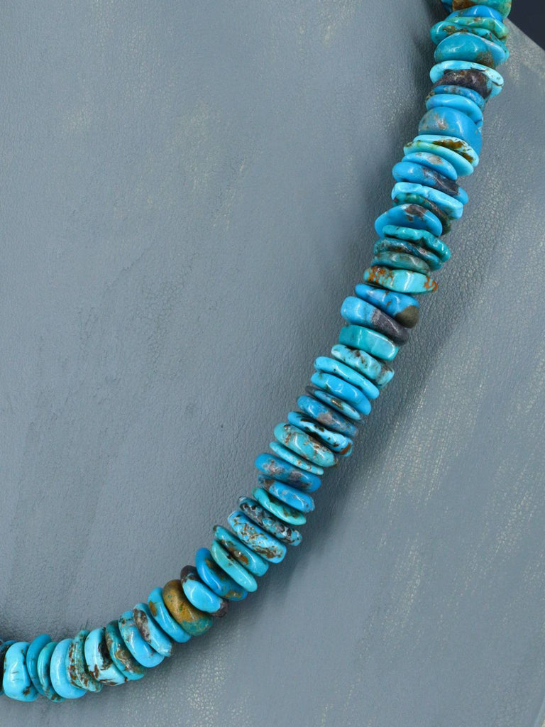 Navajo Single Strand Turquoise Disc Necklace - PuebloDirect.com