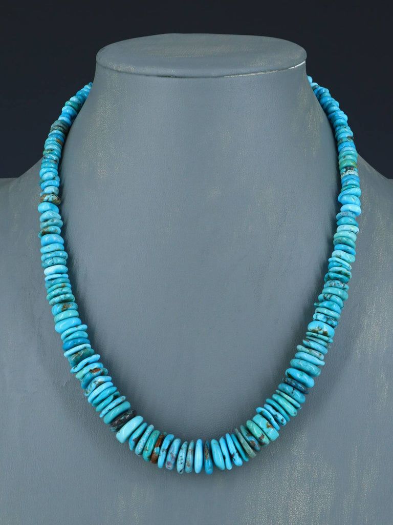 Navajo Single Strand Turquoise Disc Necklace - PuebloDirect.com