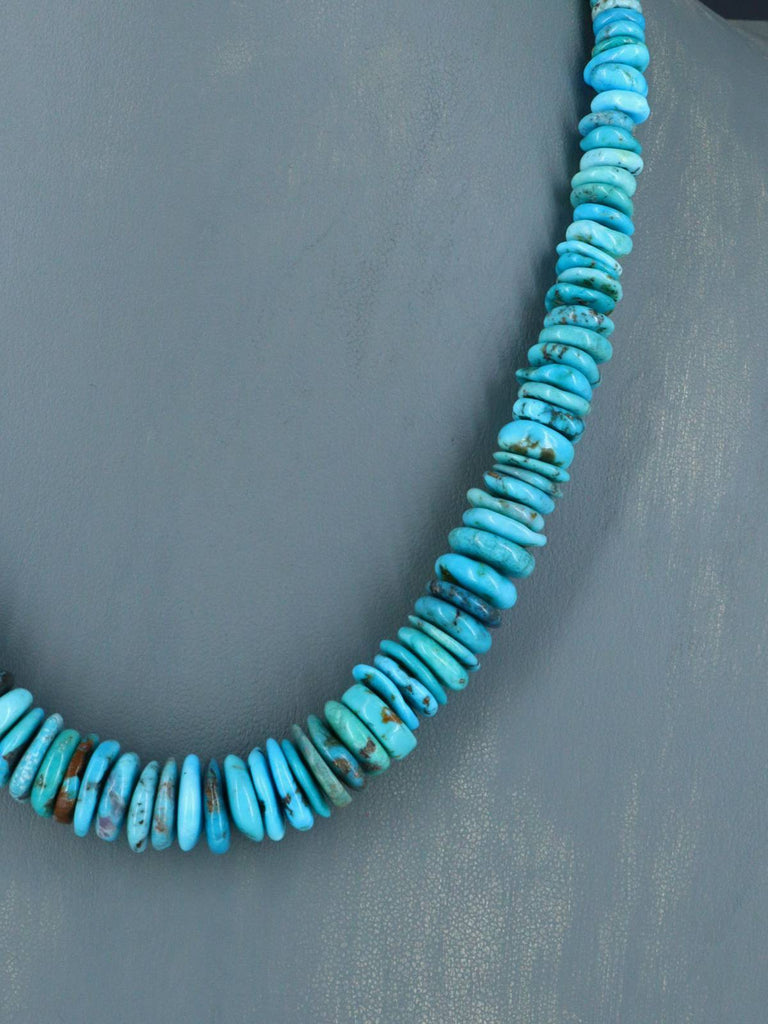 Navajo Single Strand Turquoise Disc Necklace - PuebloDirect.com