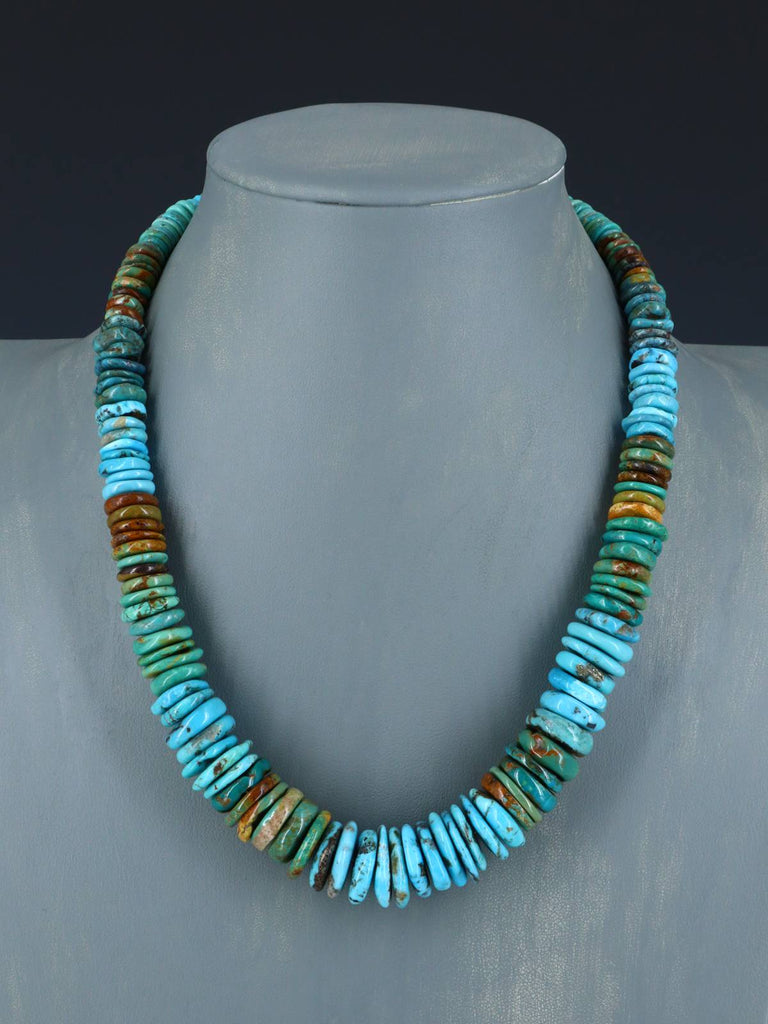 Single Strand Polychrome Graduated Turquoise Necklace - PuebloDirect.com