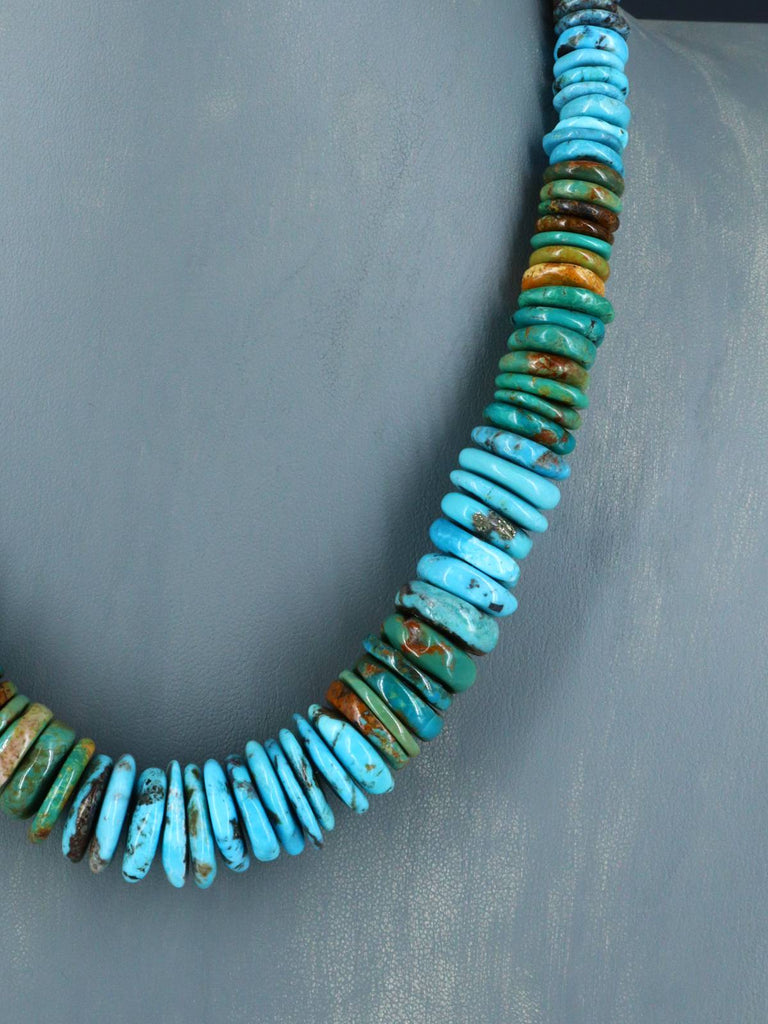 Single Strand Polychrome Graduated Turquoise Necklace - PuebloDirect.com