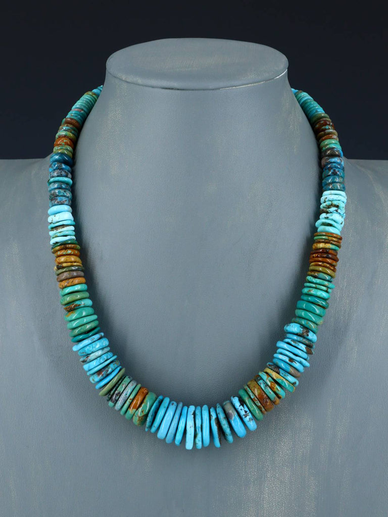 Navajo Single Strand Polychrome Graduated Turquoise Necklace - PuebloDirect.com