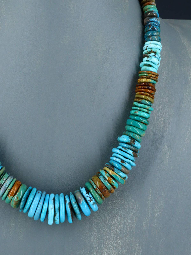 Navajo Single Strand Polychrome Graduated Turquoise Necklace - PuebloDirect.com