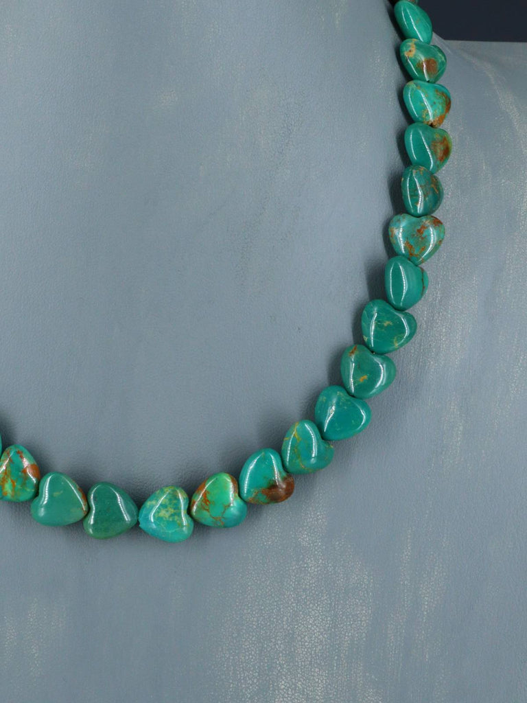 Navajo 18" Single Strand Turquoise Heart Necklace - PuebloDirect.com