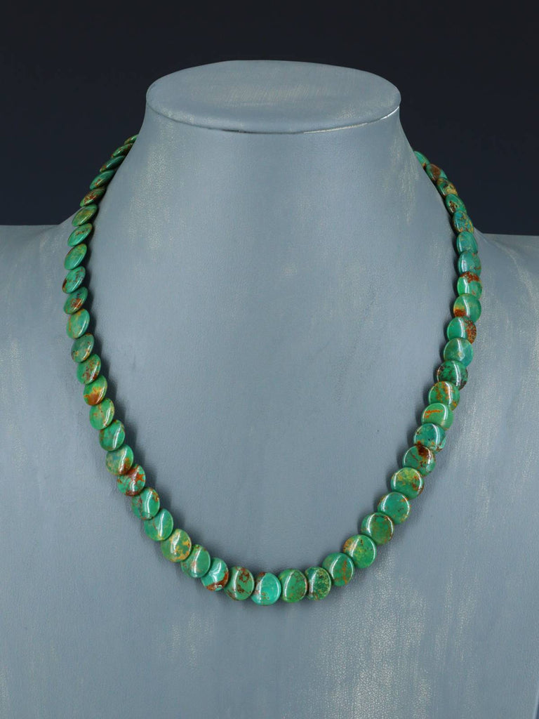 Navajo 18" Single Strand Turquoise Disc Necklace - PuebloDirect.com