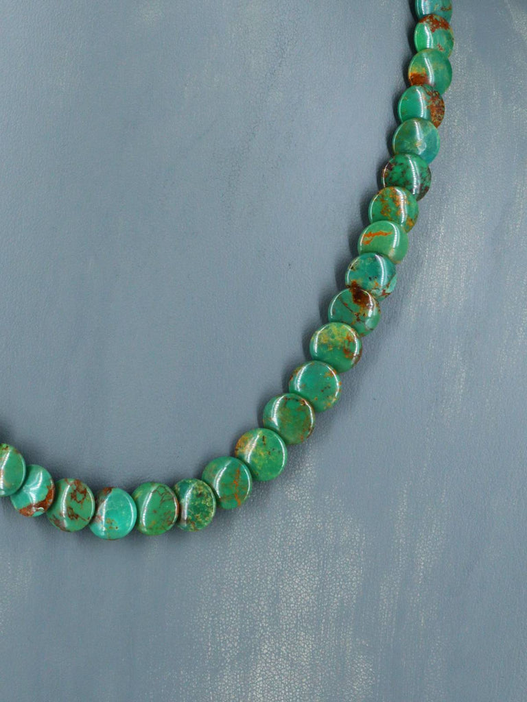 Navajo 18" Single Strand Turquoise Disc Necklace - PuebloDirect.com