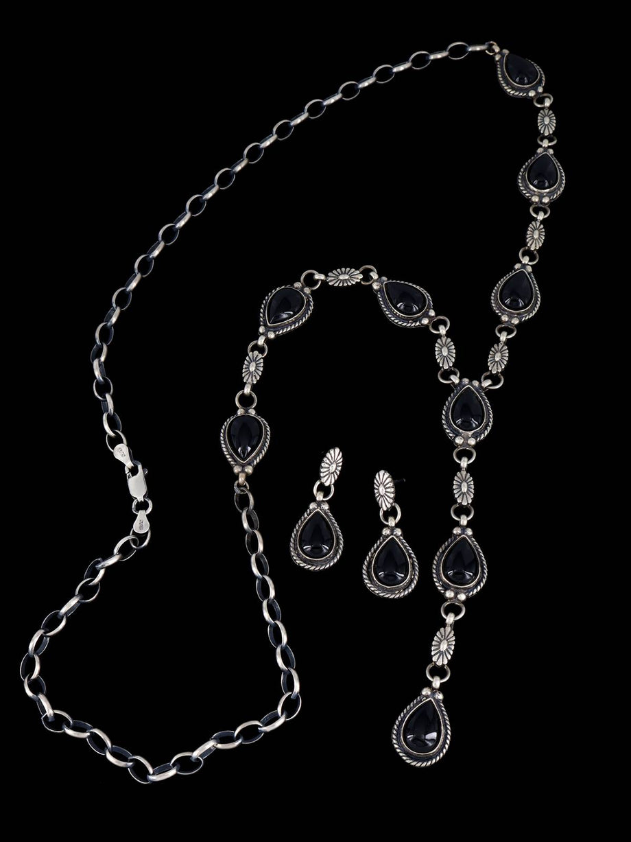 Black Onxy popular & Crystal necklace set