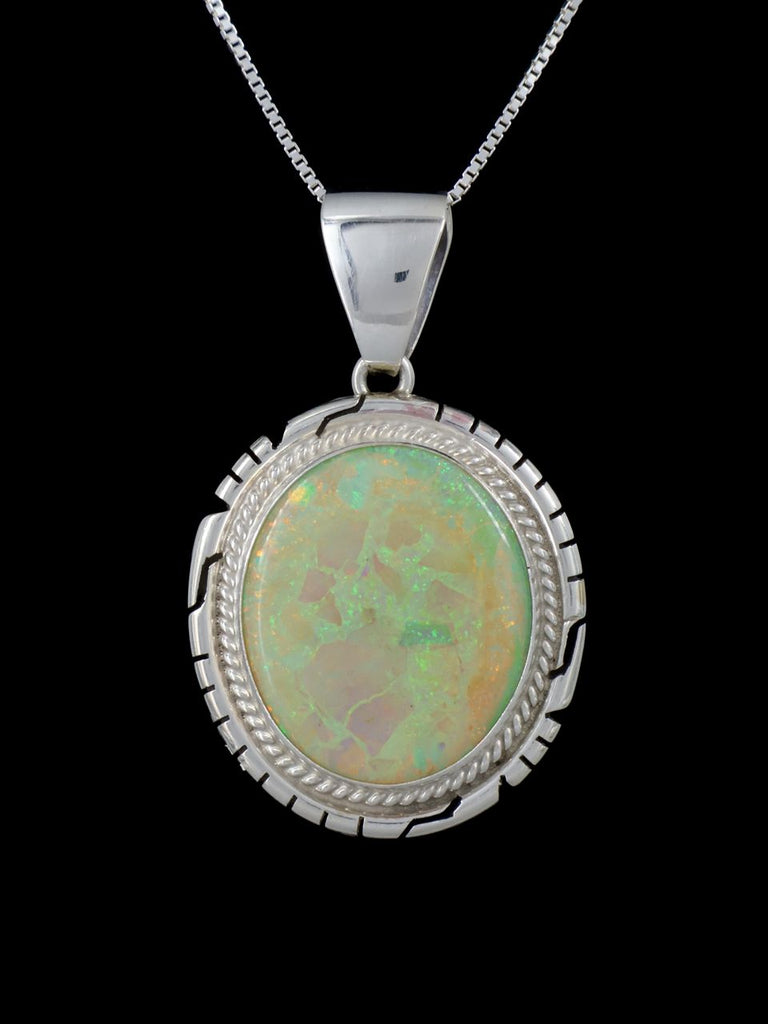 Native American Opalite Sterling Silver Pendant - PuebloDirect.com